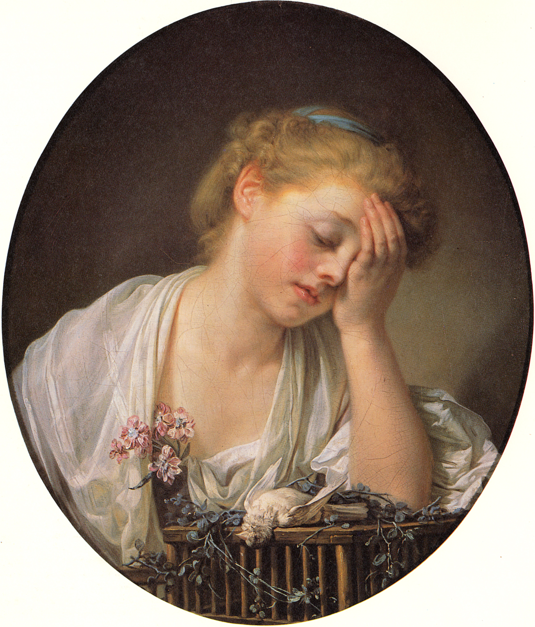 2 - Greuze - Une jeune fille qui pleure son oiseau mort